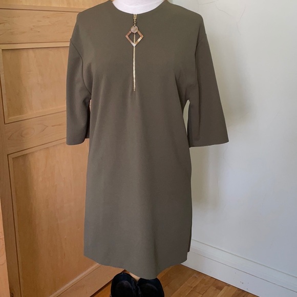 Zara Khaki Green Mod ‘60’s GoGo Style Mini Dress, Size S - Picture 2 of 11